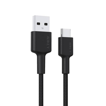 الصورة: أوكي كيبل مضفر شحن و مزامنة USB-A إلى USB-C طول 0.9م CD30 - أسود